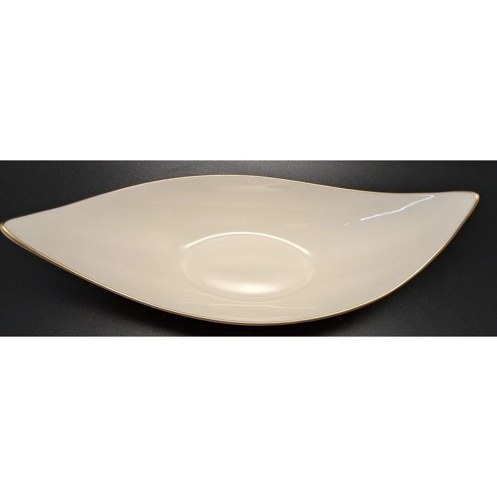 Lenox Olympia Gold Accented Centerpiece‎ Porcelain Dish 3.75x8.75